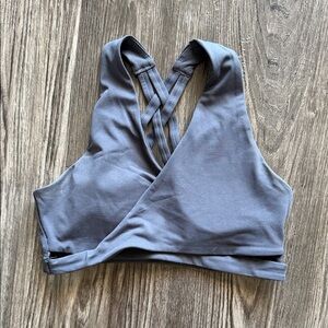 Gray Women's Cross-Back Sports Bra